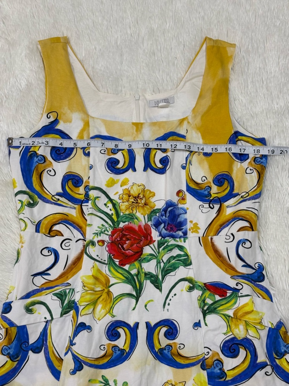 White Floral Midi Skirt with Multicolor Bloom - Picture 9 of 13